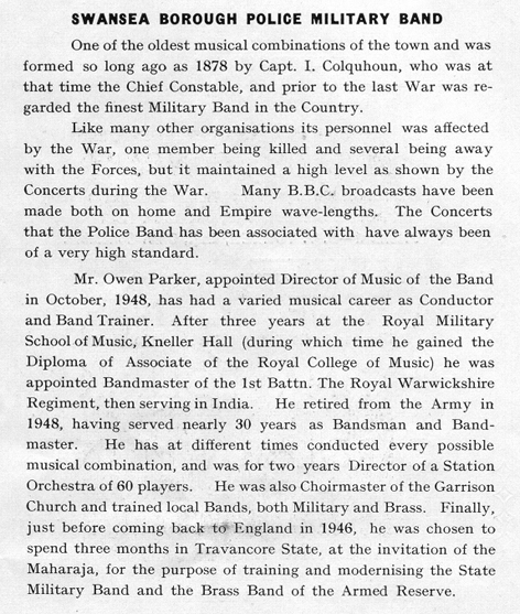 Swansea Police Band history